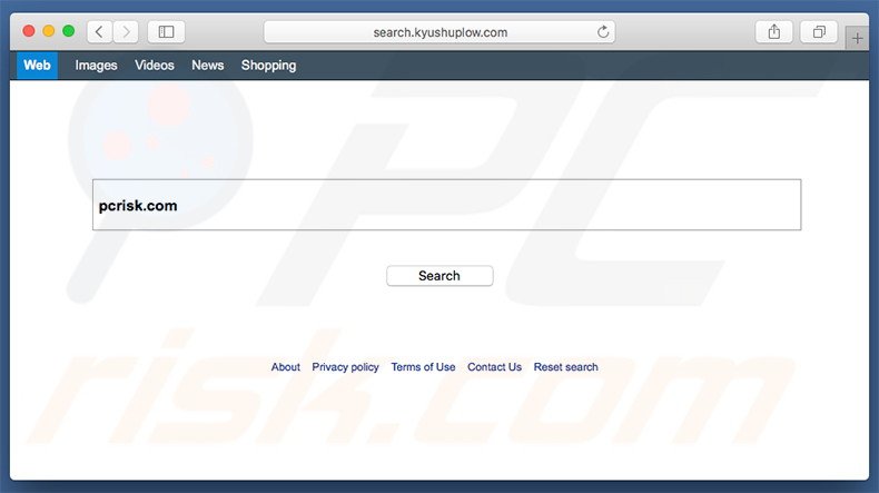 search.kyushuplow.com browser hijacker on a Mac computer