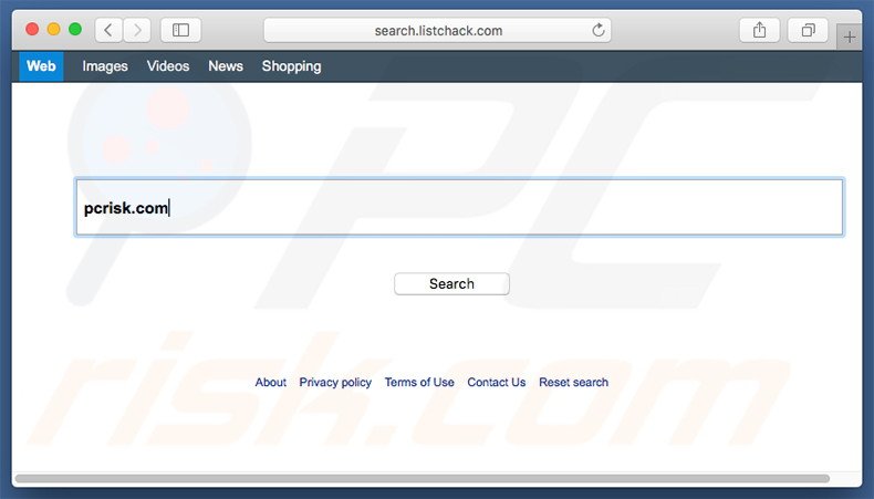 search.listchack.com browser hijacker on a Mac computer