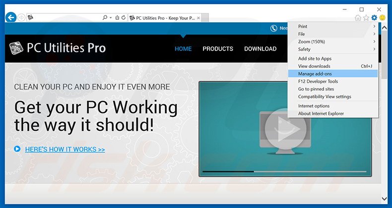 Removing LiveSupport Toolbar ads from Internet Explorer step 1