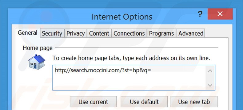 Removing Moccini from Internet Explorer homepage
