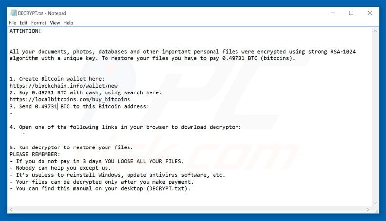 nemucod (.crypted) ransomware updated ransom demanding message