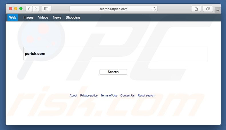 search.ratplee.com browser hijacker on a Mac computer