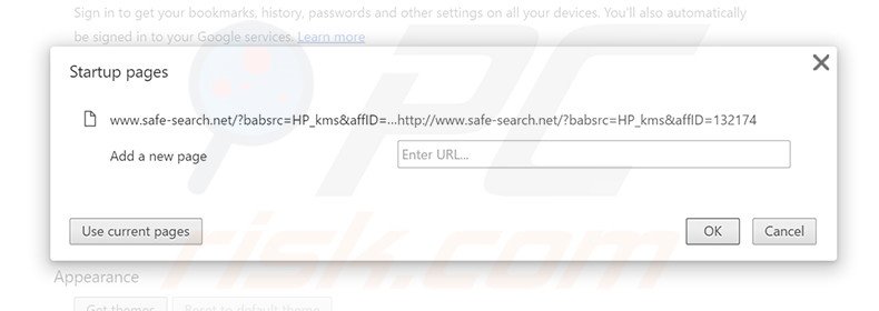 Removing safe-search.net from Google Chrome homepage