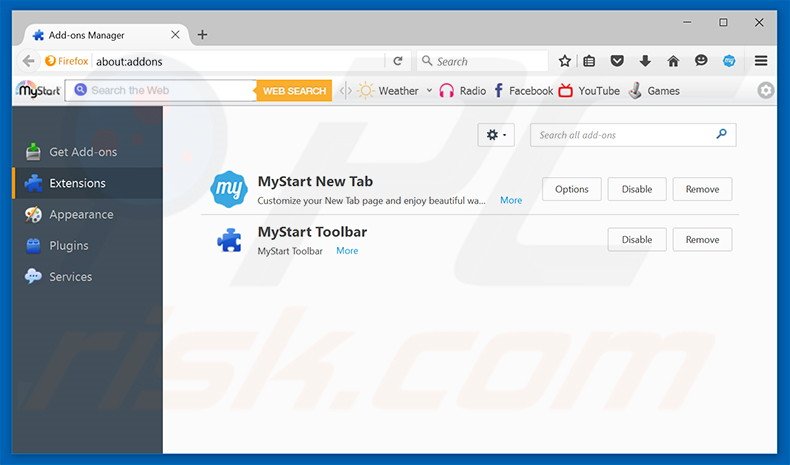 Removing safe-search.net related Mozilla Firefox extensions