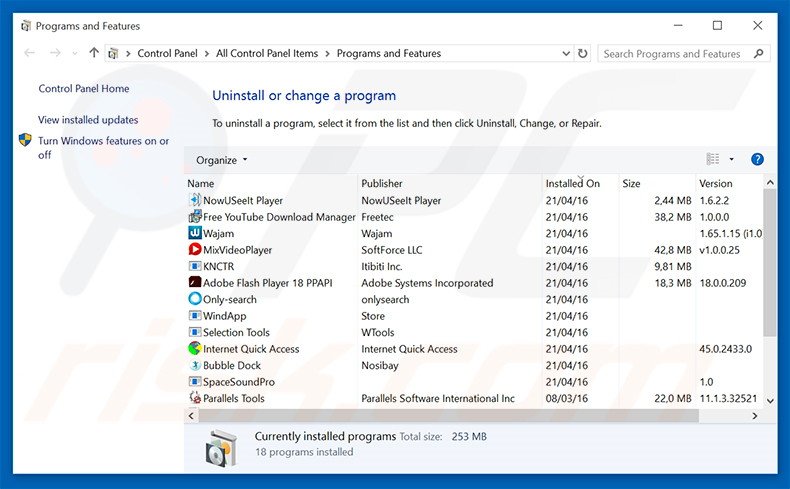 safe-search.net browser hijacker uninstall via Control Panel