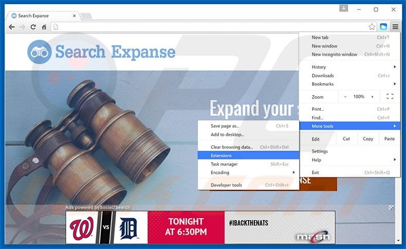 Removing Search Expanse  ads from Google Chrome step 1