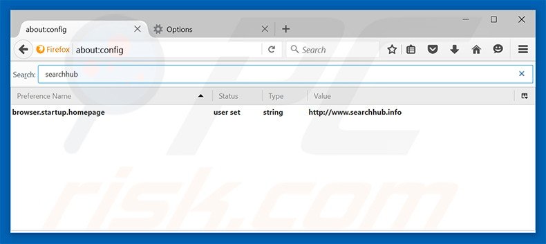 Removing searchhub.info from Mozilla Firefox default search engine