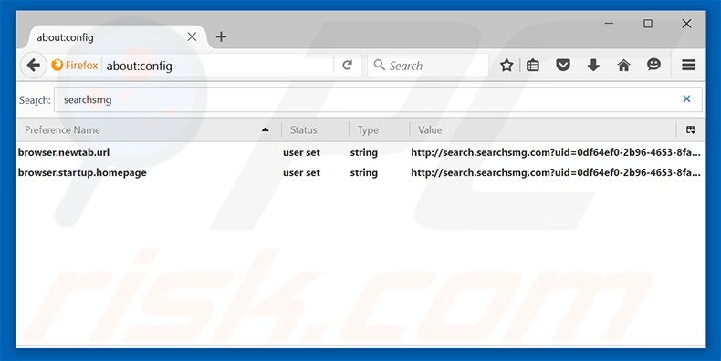Removing search.searchsmg.com from Mozilla Firefox default search engine