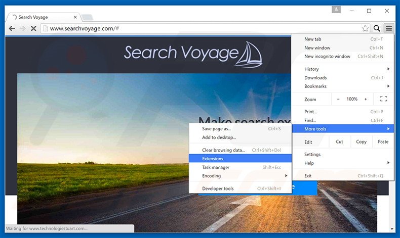 Removing Search Voyage  ads from Google Chrome step 1