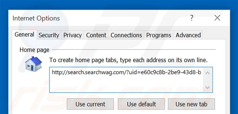 Removing search.searchwag.com from Internet Explorer homepage
