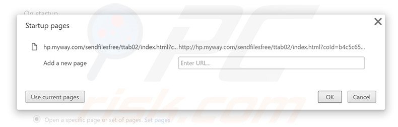 Removing hp.myway.com from Google Chrome homepage