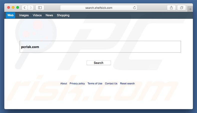 search.shelfsick.com browser hijacker on a Mac computer