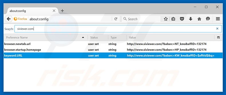 Removing siviewer.com from Mozilla Firefox default search engine