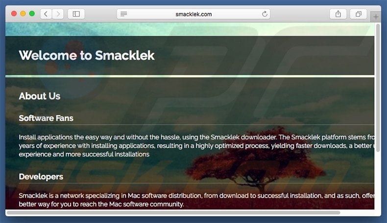 Dubious website used to promote search.smacklek.com