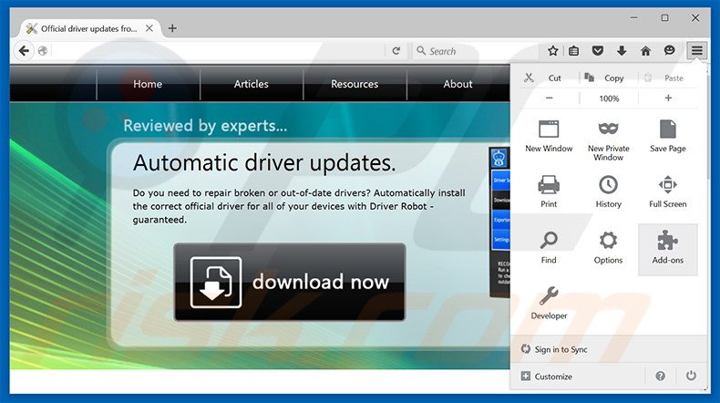 Removing Smart Driver Updater ads from Mozilla Firefox step 1