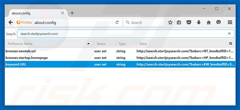 Removing search.startjoysearch.com from Mozilla Firefox default search engine