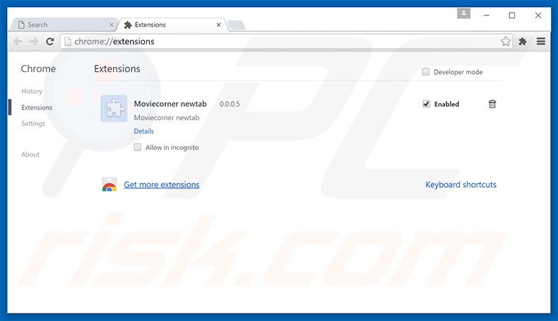 Removing tabnewsearch.com related Google Chrome extensions