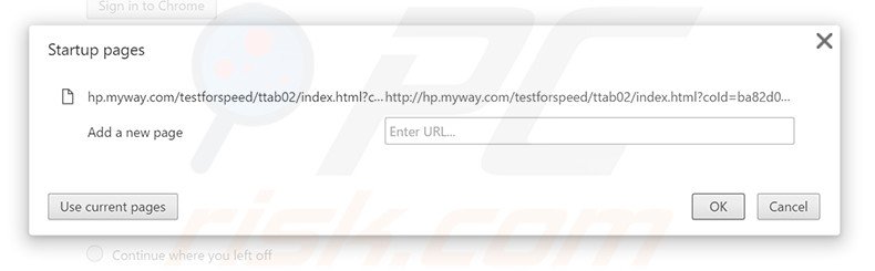 Removing hp.myway.com from Google Chrome homepage