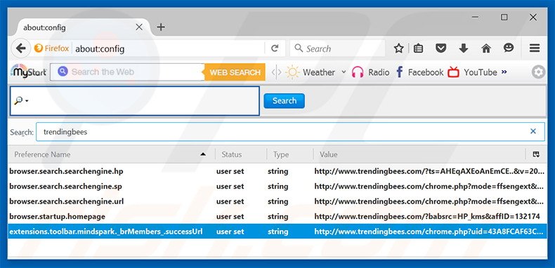 Removing trendingbees.com from Mozilla Firefox default search engine