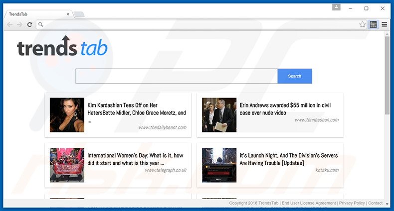 TrendsTab browser hijacker