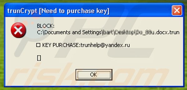 TrunCrypt displaying error when user attempts to open encrypted files
