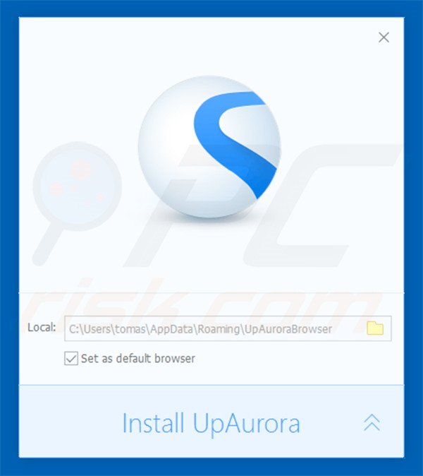 Official Up Aurora Browser installation setup