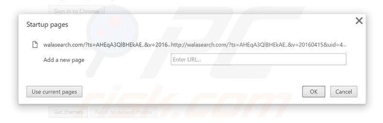 Removing walasearch.com from Google Chrome homepage