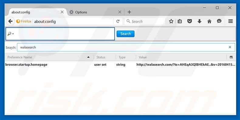 Removing walasearch.com from Mozilla Firefox default search engine