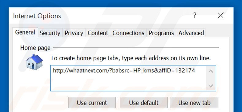 Removing whaatnext.com from Internet Explorer homepage