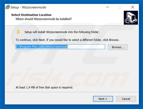 Official WizzScreen adware installation setup