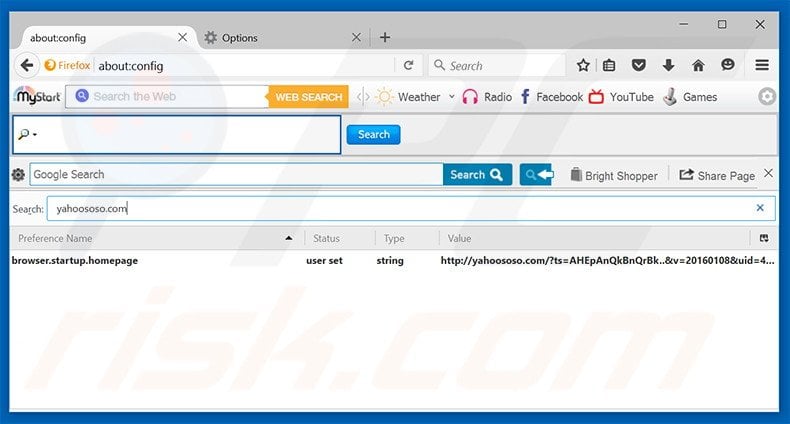 Removing yahoososo.com from Mozilla Firefox default search engine