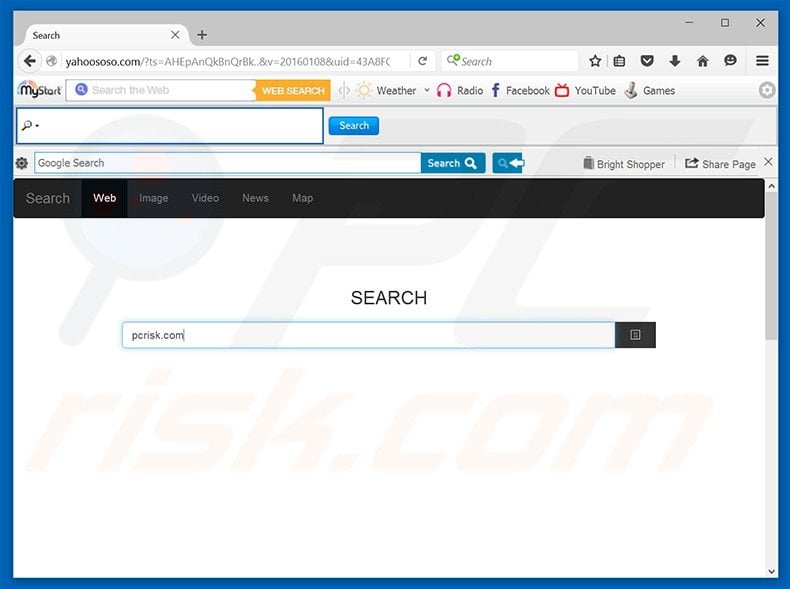 yahoososo.com browser hijacker