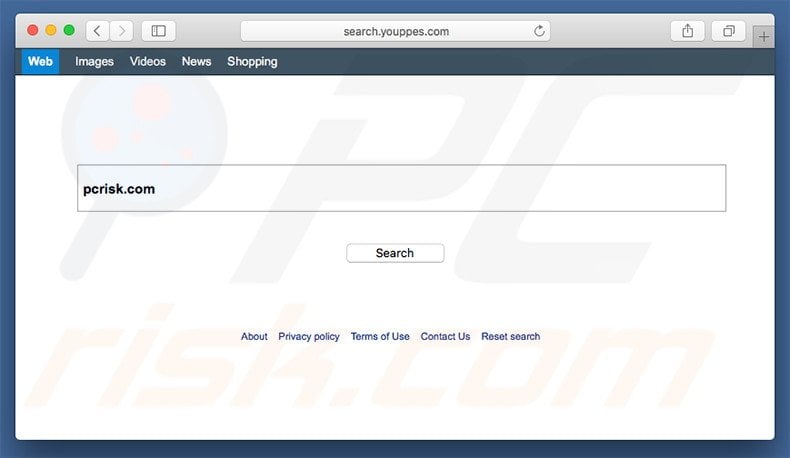 search.youppes.com browser hijacker on a Mac computer