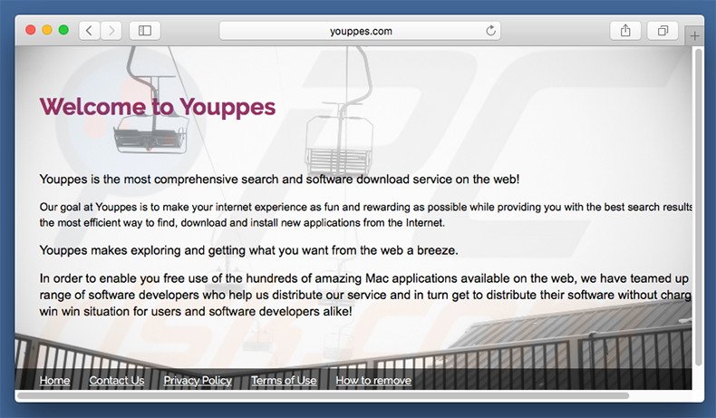 Dubious website used to promote search.youppes.com