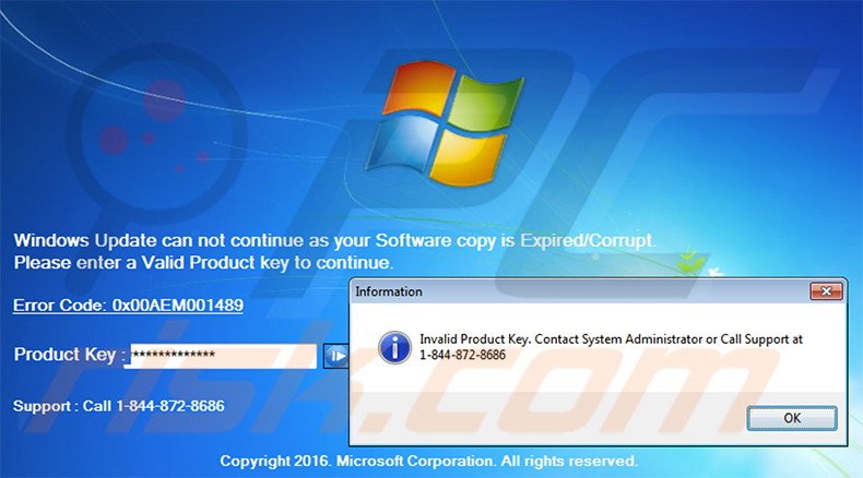 Your Software Copy Is Expired scam