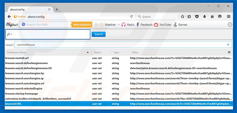 Removing searchonlineusa.com from Mozilla Firefox default search engine