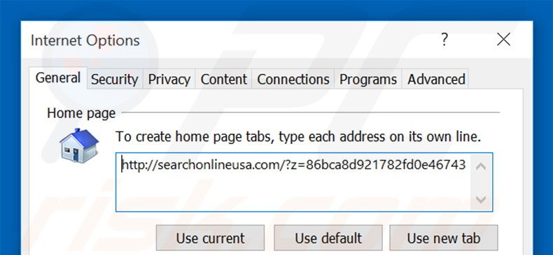 Removing searchonlineusa.com from Internet Explorer homepage