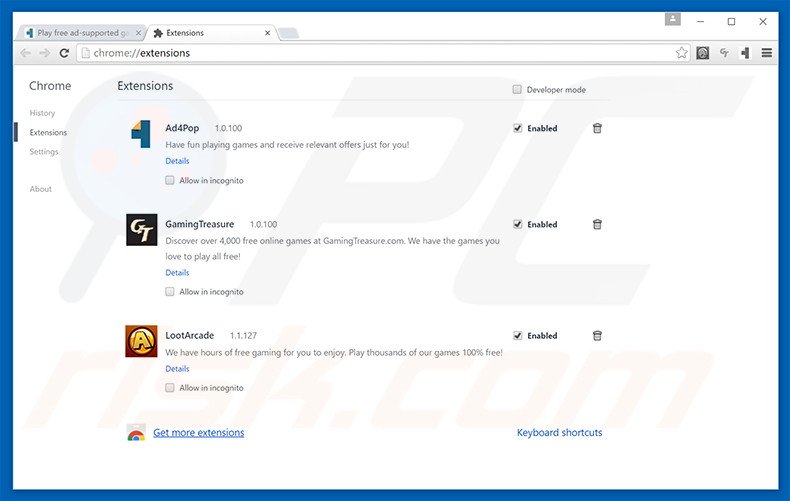 Removing Ad4Pop ads from Google Chrome step 2