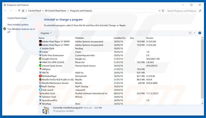 Ad4Pop adware uninstall via Control Panel