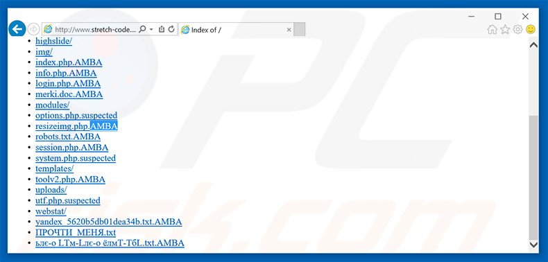 Website server infected with AMBA