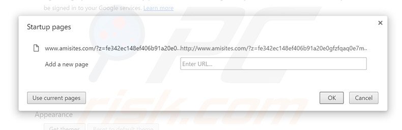 Removing amisites.com from Google Chrome homepage