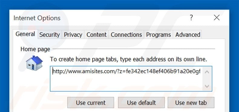Removing amisites.com from Internet Explorer homepage