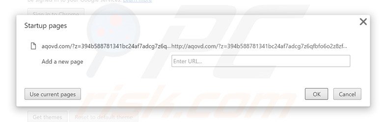 Removing aqovd.com from Google Chrome homepage