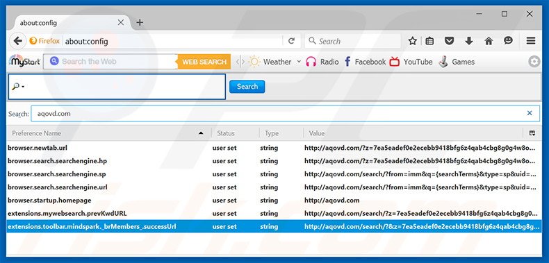 Removing aqovd.com from Mozilla Firefox default search engine