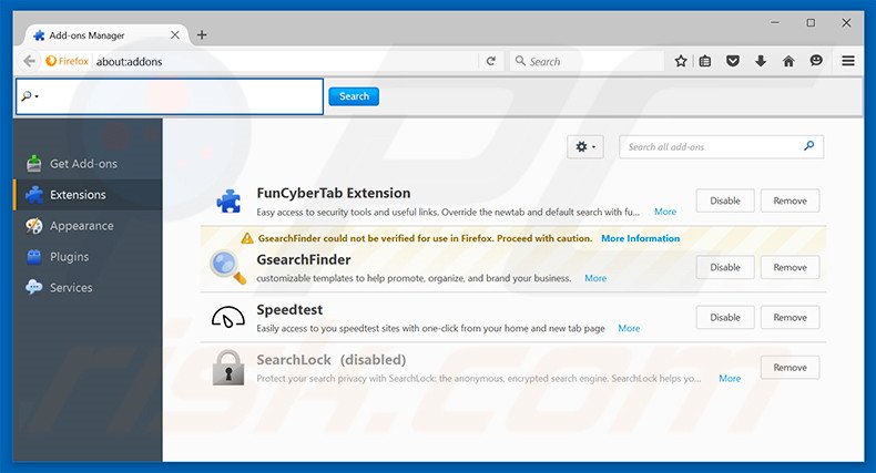 Removing atozsearch-usa.com related Mozilla Firefox extensions