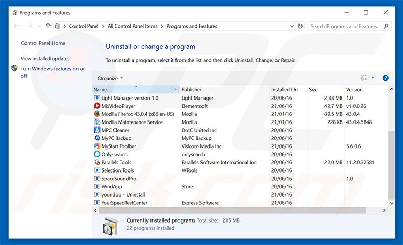 atozsearch-usa.com browser hijacker uninstall via Control Panel