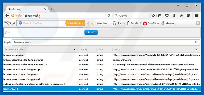 Removing bazzsearch.com from Mozilla Firefox default search engine