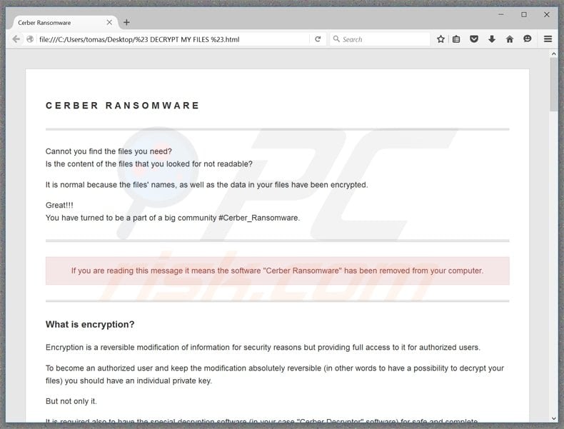 cerber ransomware decrypt my files html