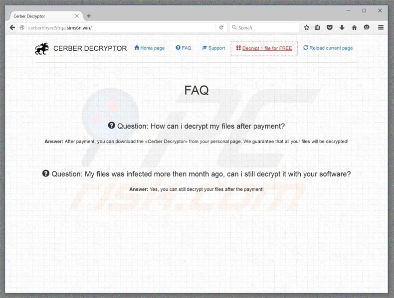 cerber website faq