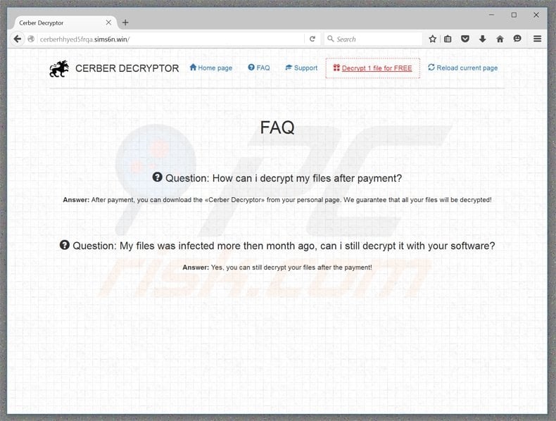 cerber website faq